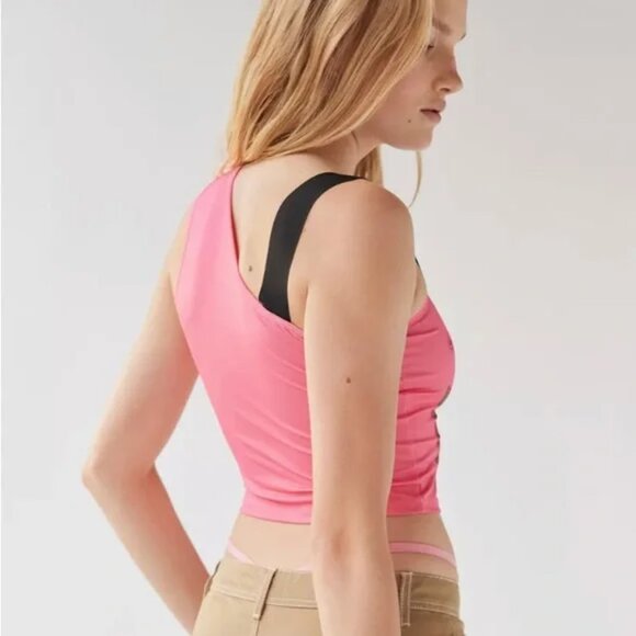🦋 NWT 🌸 Urban Outfitters Women's One Strap Ultra Cropped Tank Top Pink Small - Picture 2 of 3